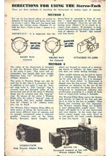 Stereo-Tach Stereo Tach Attachment manual. Camera Instructions.